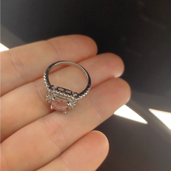 Morro Redondo Pink Tourmaline, Zircon Ring in Platinum Over Sterling Silver - Picture 4 of 7